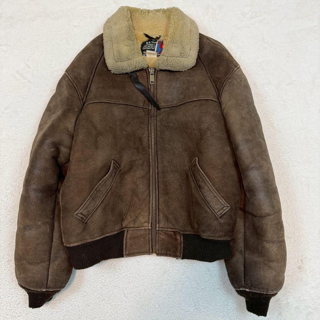 SIZE40 SCHOTT B-6 ムートン USA製 肉厚 極暖 羊革 ボア