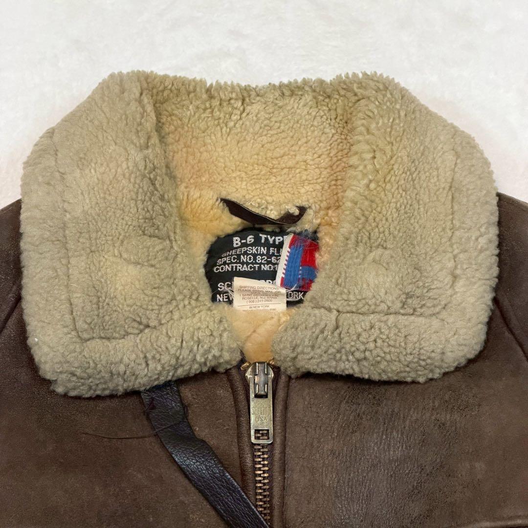 SIZE40 SCHOTT B-6 ムートン USA製 肉厚 極暖 羊革 ボア