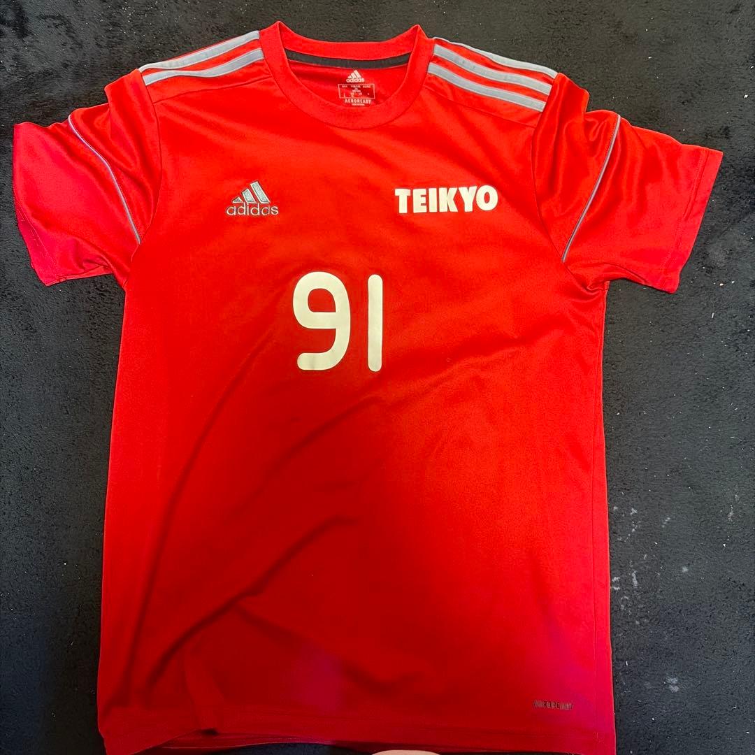 adidas 帝京第三サッカーウェア 91番 赤