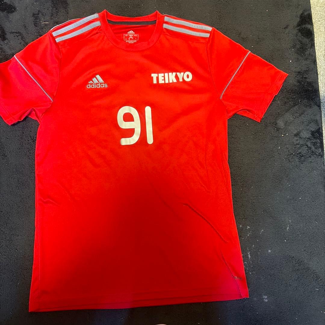 adidas 帝京第三サッカーウェア 91番 赤