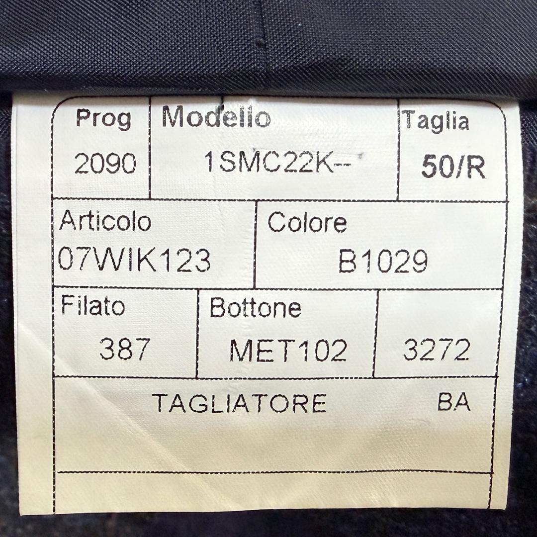 J6027 超美品 タリアトーレ カノニコ生地秋冬向けツイードジャケット 紺50