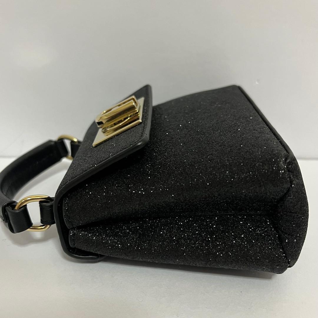 極美品✨フルラ　1927 2way ショルダーバッグ　ミニバッグ　グリッター　黒