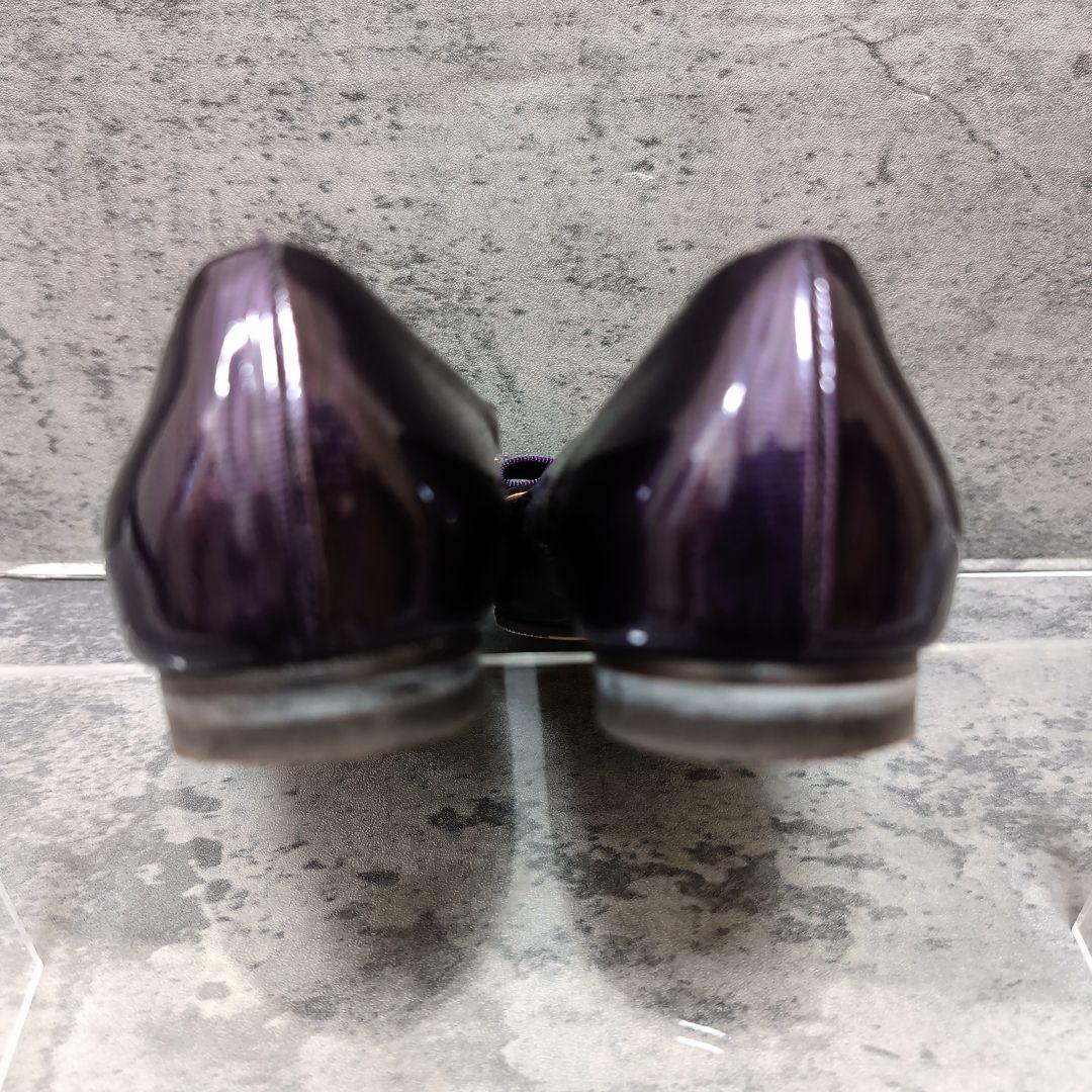 フェラガモ ヴァラ フラットシューズ 24cm 紫 パテント リザード型押し