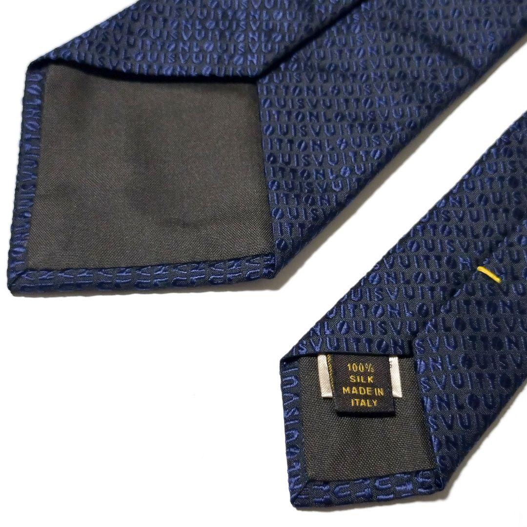 LOUIS VUITTON ルイヴィトン ネクタイ ロゴ総柄 ダークネイビー