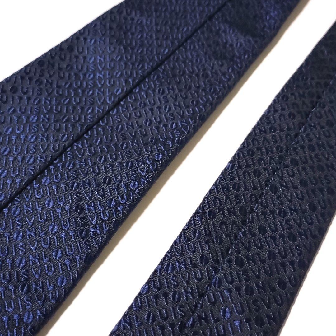 LOUIS VUITTON ルイヴィトン ネクタイ ロゴ総柄 ダークネイビー