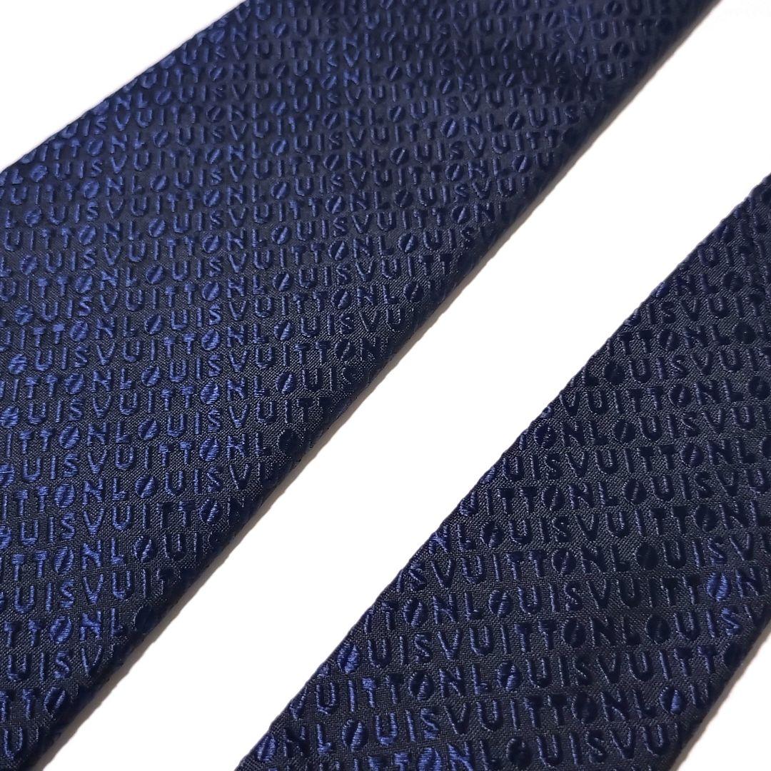 LOUIS VUITTON ルイヴィトン ネクタイ ロゴ総柄 ダークネイビー