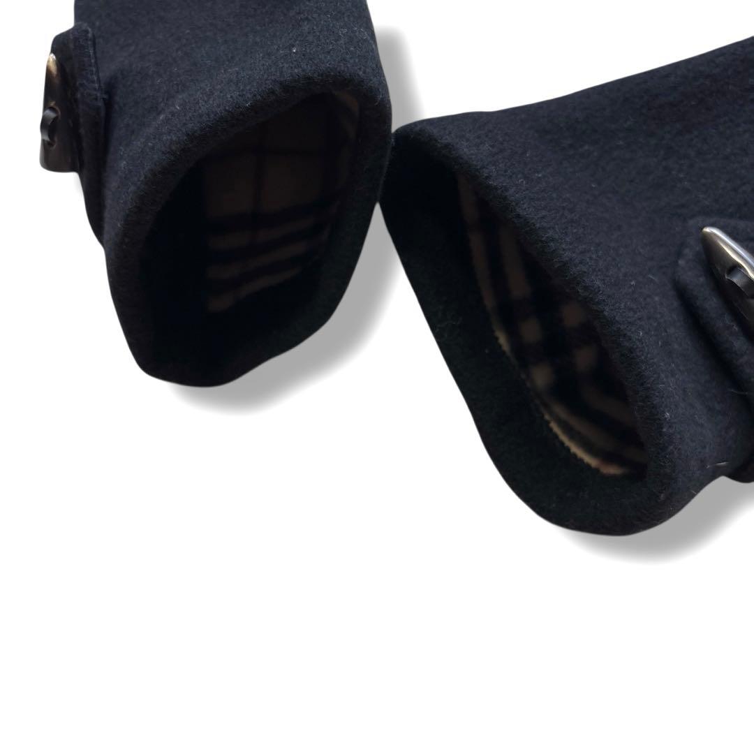 美品 バーバリー ロンドン ダッフルコート ノバチェック トグル 英国製 黒