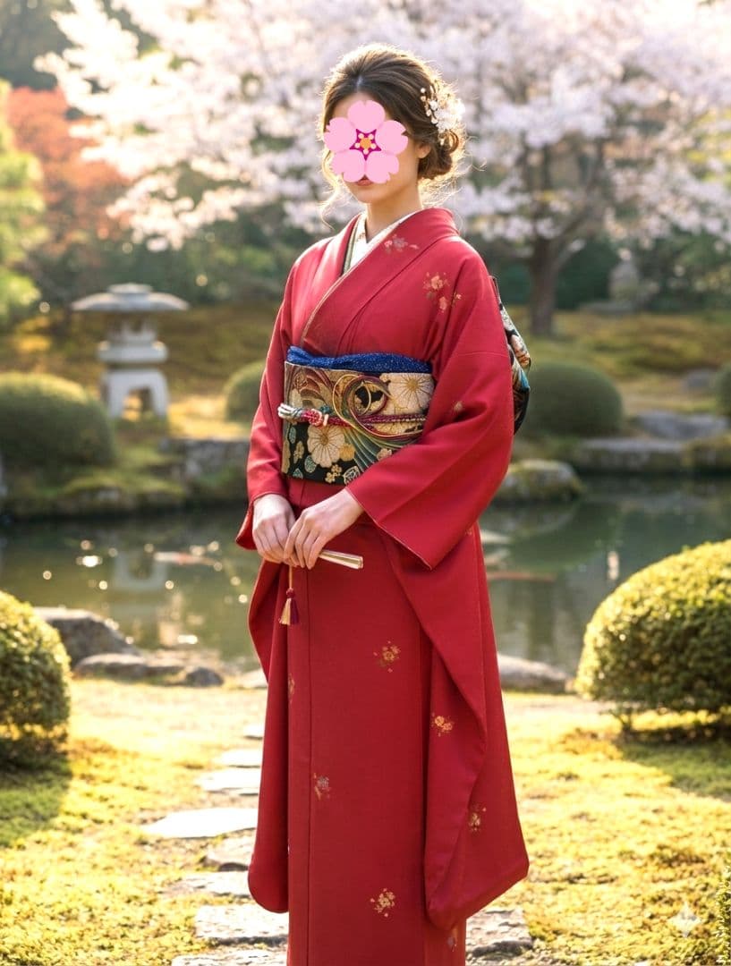 くるみ　トール　未着用振袖 フルセット　赤　無地　丈170 裄70　正絹