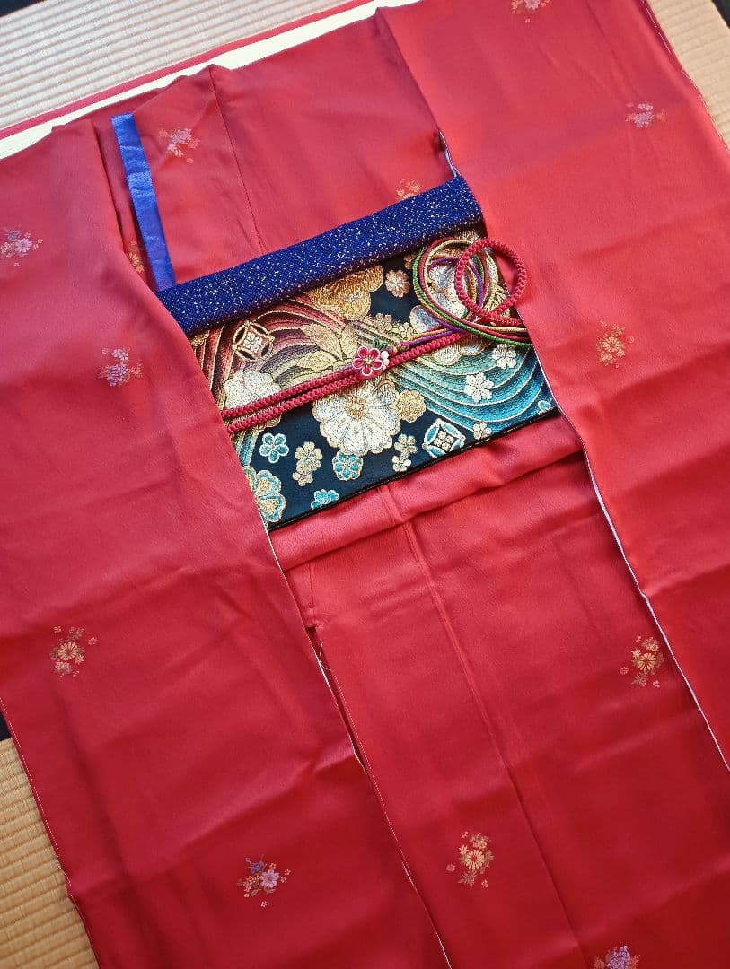 くるみ　トール　未着用振袖 フルセット　赤　無地　丈170 裄70　正絹