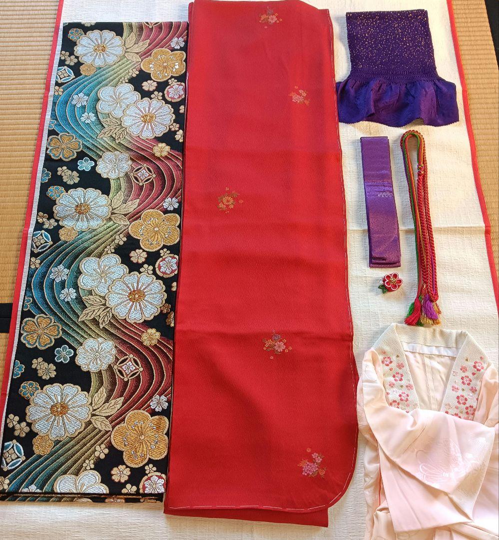 くるみ　トール　未着用振袖 フルセット　赤　無地　丈170 裄70　正絹