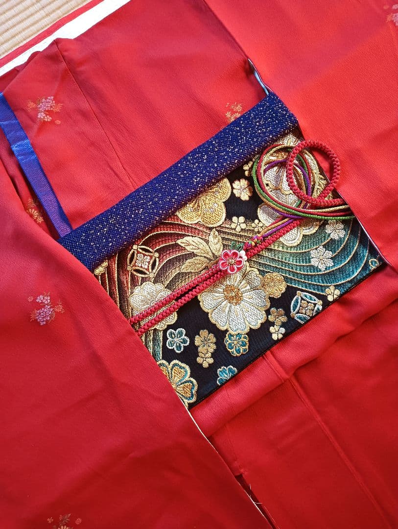 くるみ　トール　未着用振袖 フルセット　赤　無地　丈170 裄70　正絹