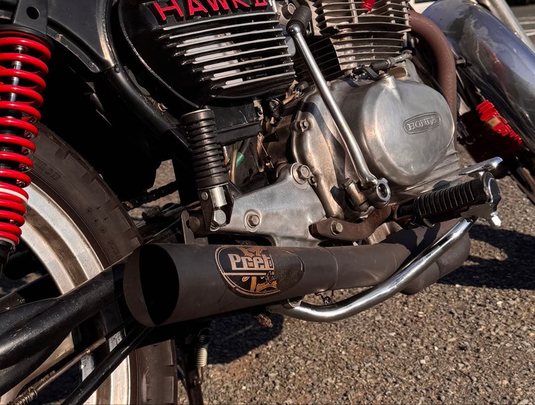 希少　ホーク2 極　サイドクロス　メガホン　マフラー　プリティーレーシング