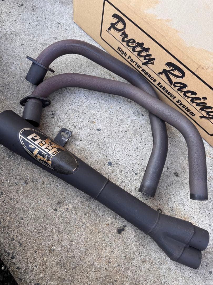 希少　ホーク2 極　サイドクロス　メガホン　マフラー　プリティーレーシング