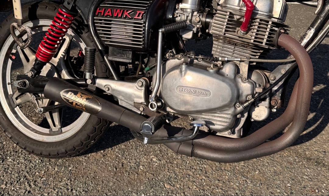 希少　ホーク2 極　サイドクロス　メガホン　マフラー　プリティーレーシング