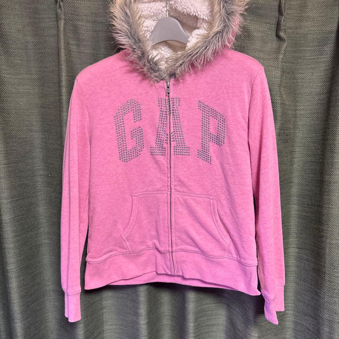 GAP フード付きジップアップパーカー ピンク　swag