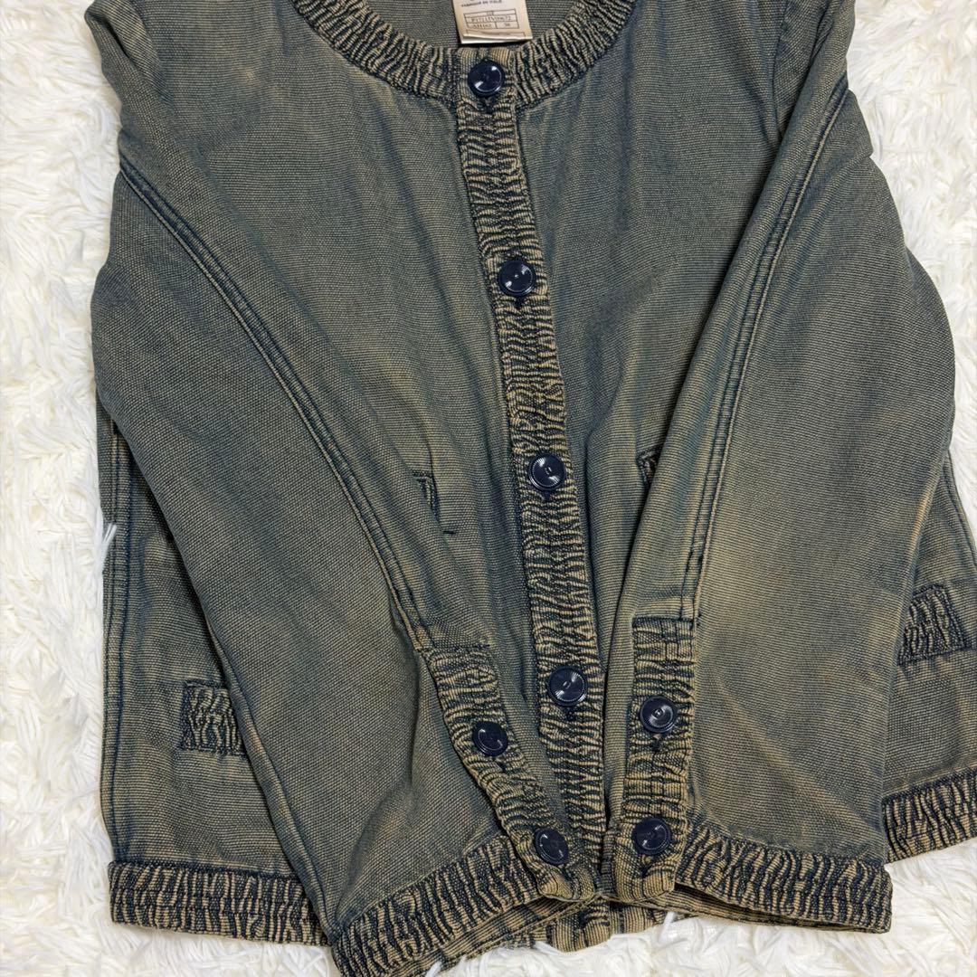 【極美品】シャネル　デニムジャケット　ノーカラー　ココボタン　ビンテージ加工　M