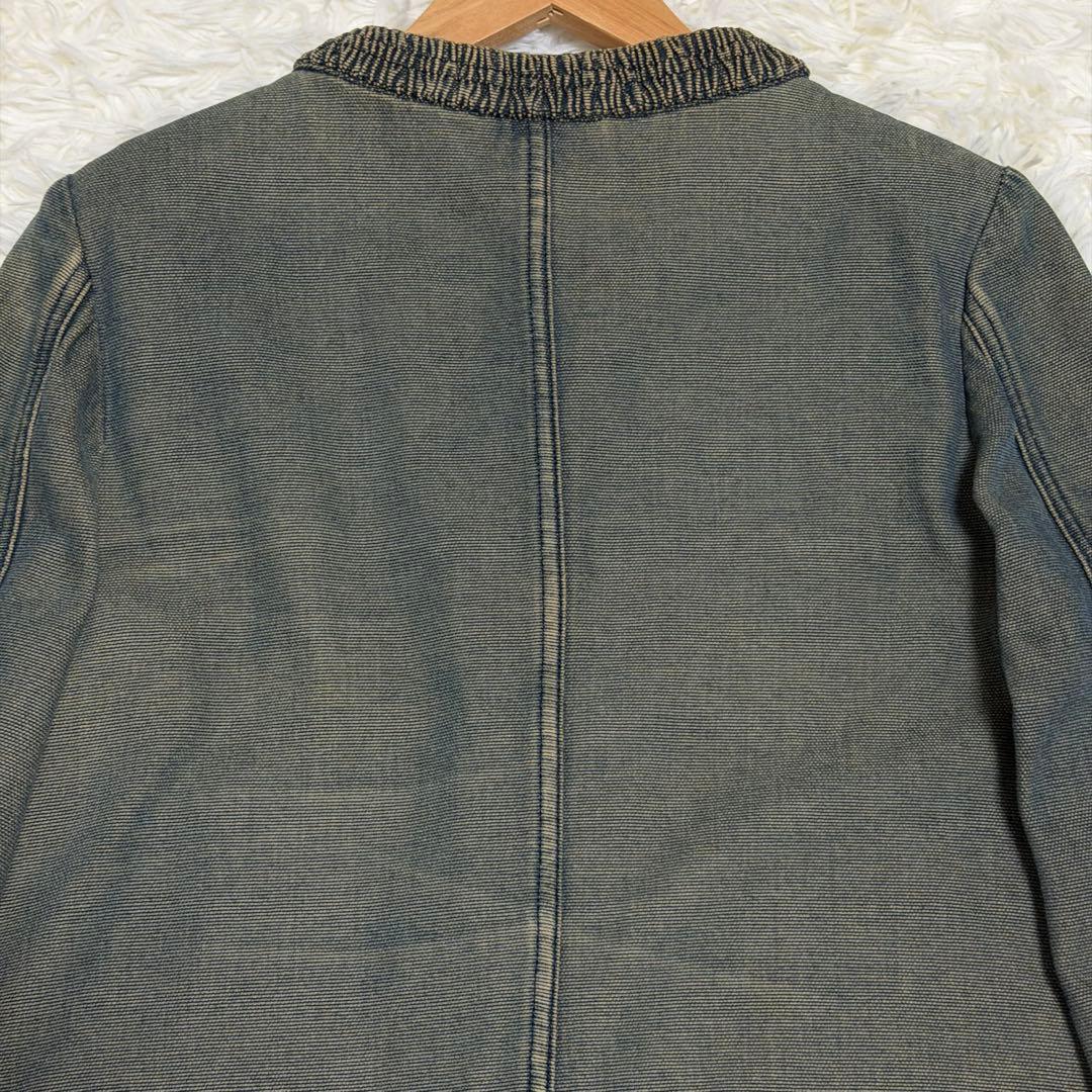 【極美品】シャネル　デニムジャケット　ノーカラー　ココボタン　ビンテージ加工　M