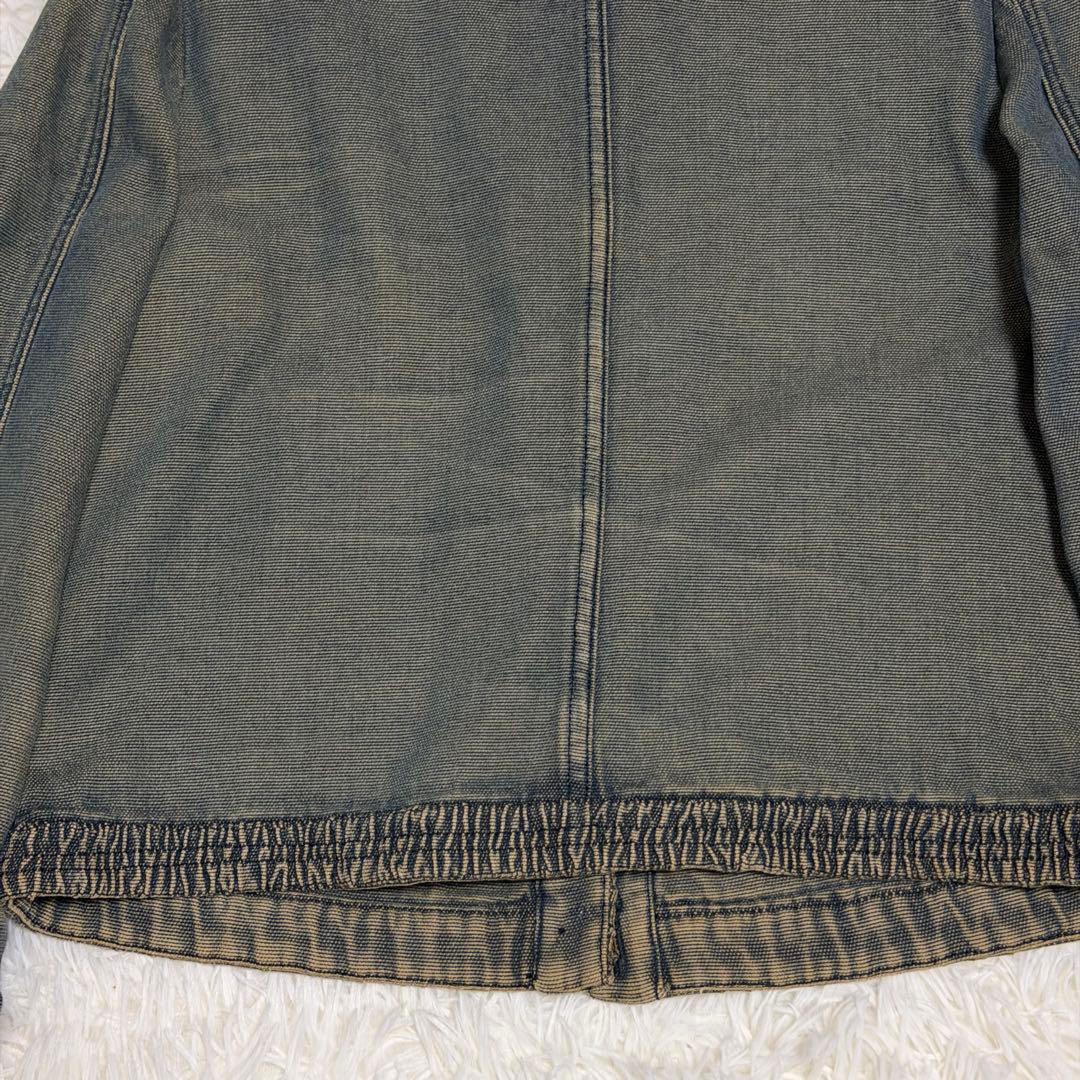 【極美品】シャネル　デニムジャケット　ノーカラー　ココボタン　ビンテージ加工　M