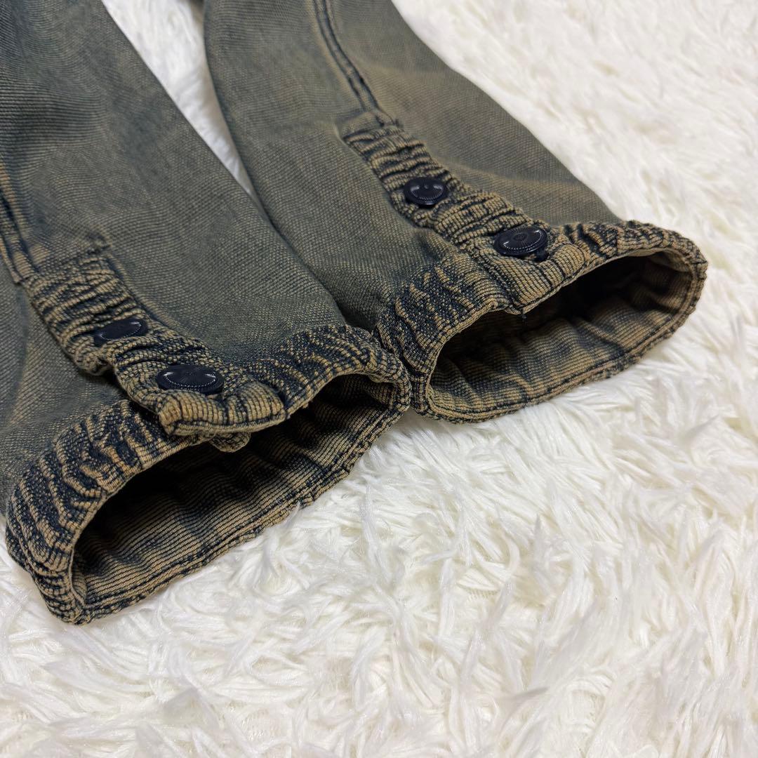 【極美品】シャネル　デニムジャケット　ノーカラー　ココボタン　ビンテージ加工　M