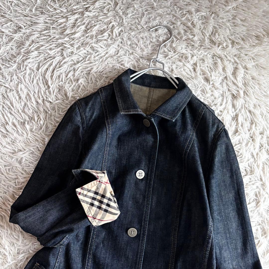 希少 バーバリー ロンドン デニム ジャケット 44 大きいサイズ ノバチェック