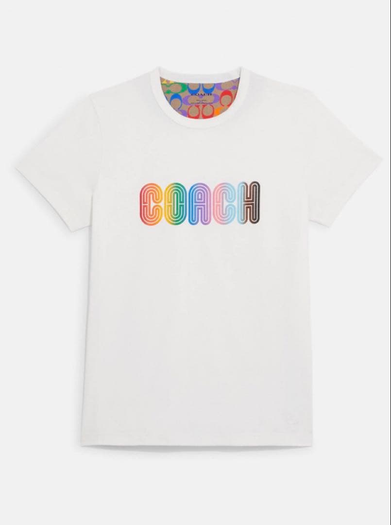 【COACH☆新品】レインボー シグネチャー Tシャツ！ホワイト！Sサイズ！希少