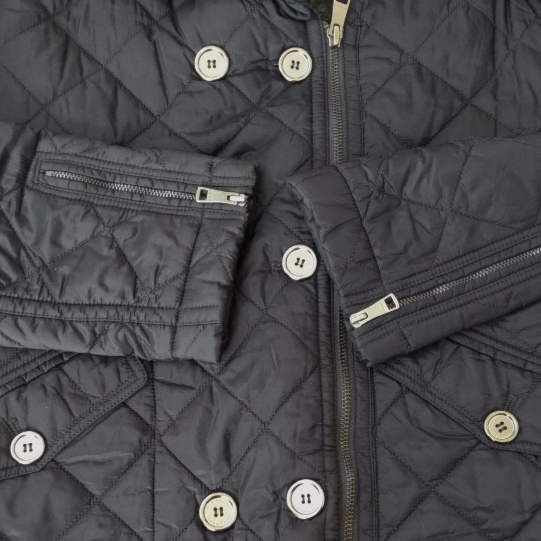 バーバリー　キルティングジャケット　ノバチェック　中綿コート　紺色　160