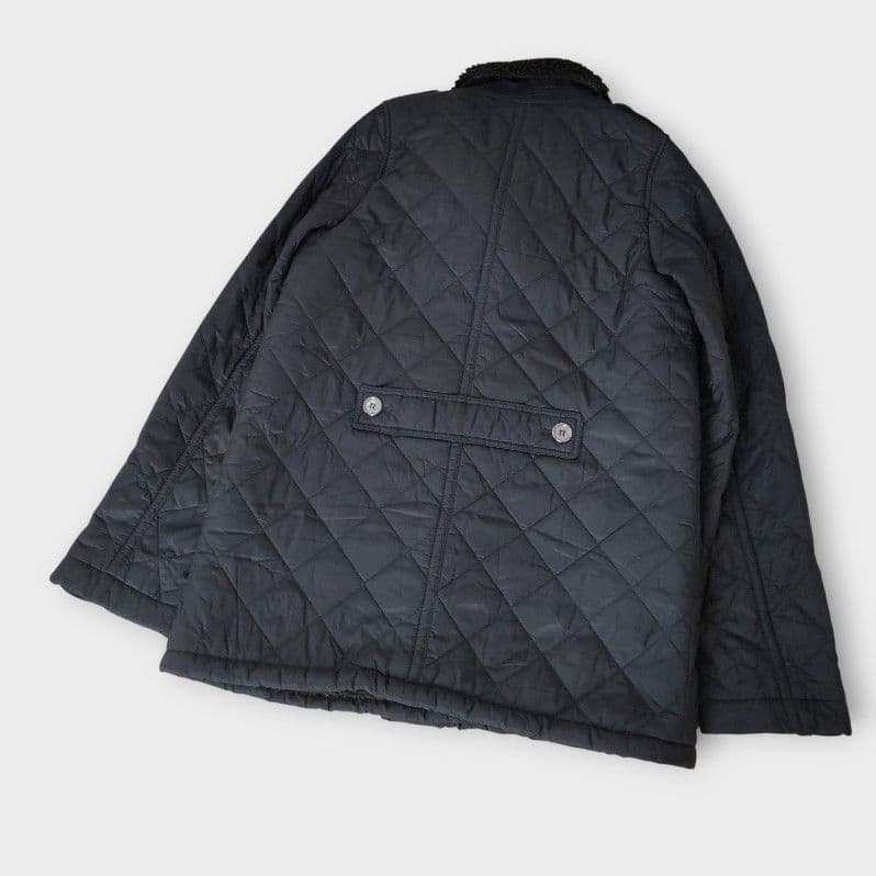 バーバリー　キルティングジャケット　ノバチェック　中綿コート　紺色　160