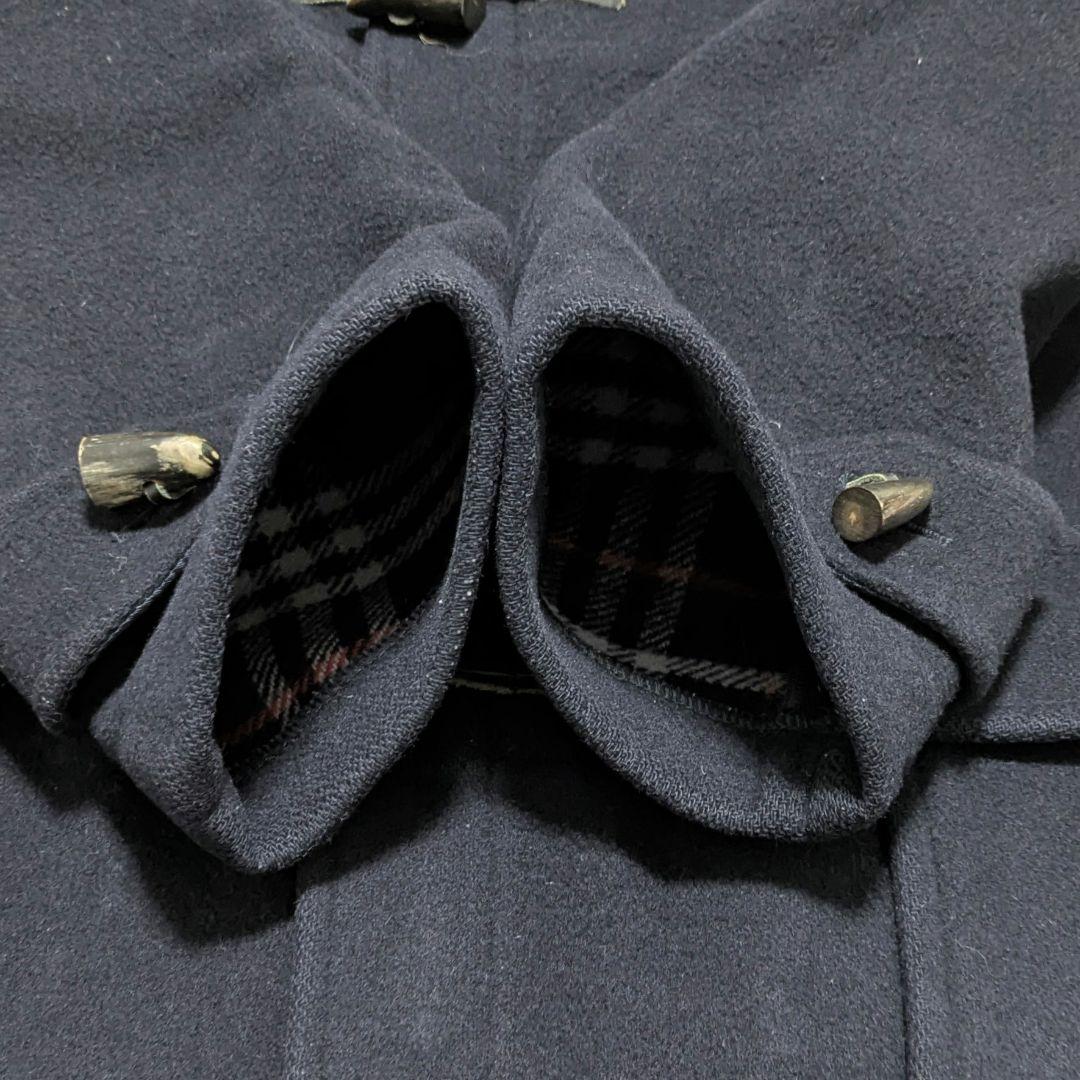 90s 英国製 バーバリー ダッフルコート ネイビー ウール ノバチェック XL