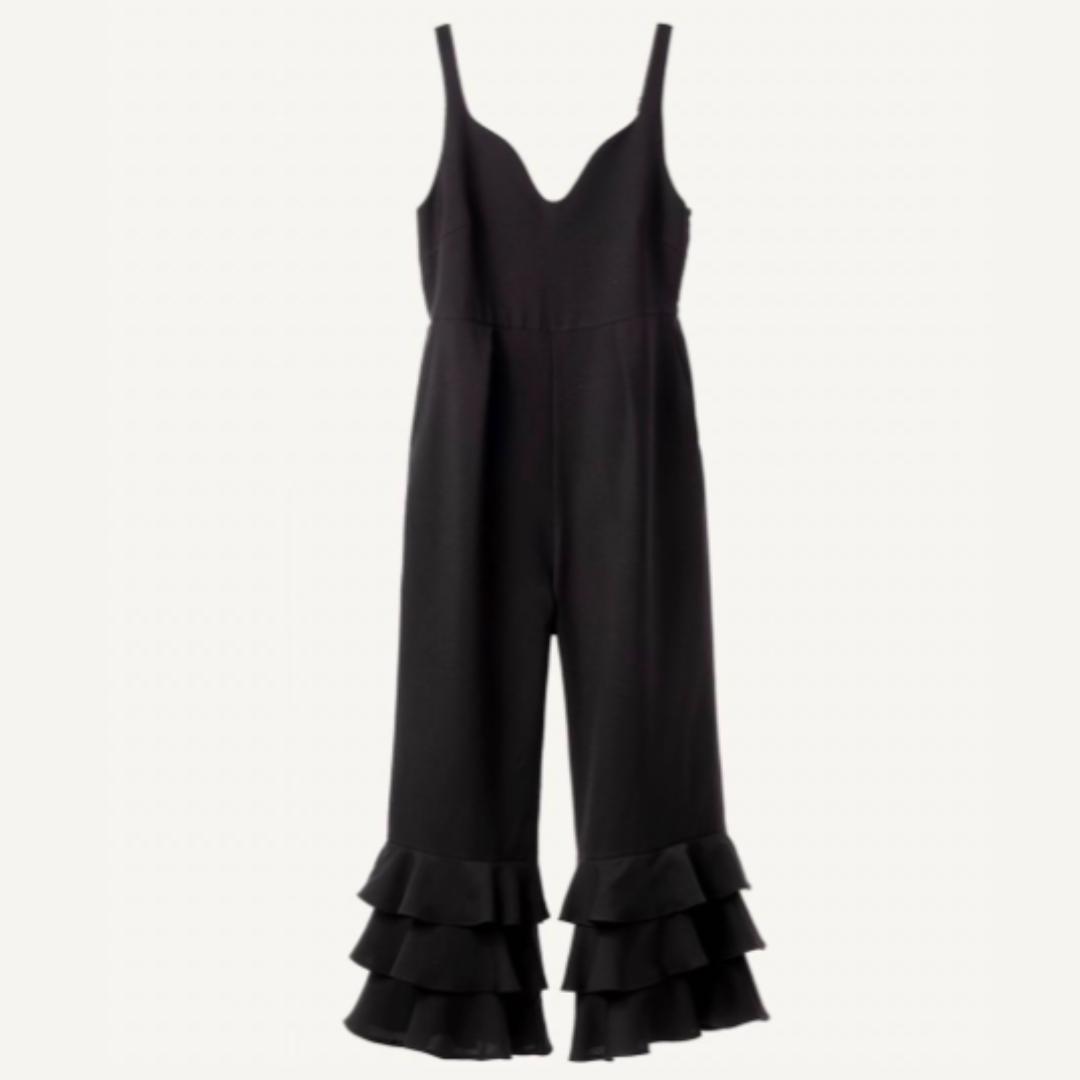 極美品　24SS MUVEIL ティアードサロペット ワイド　フリル　34 黒