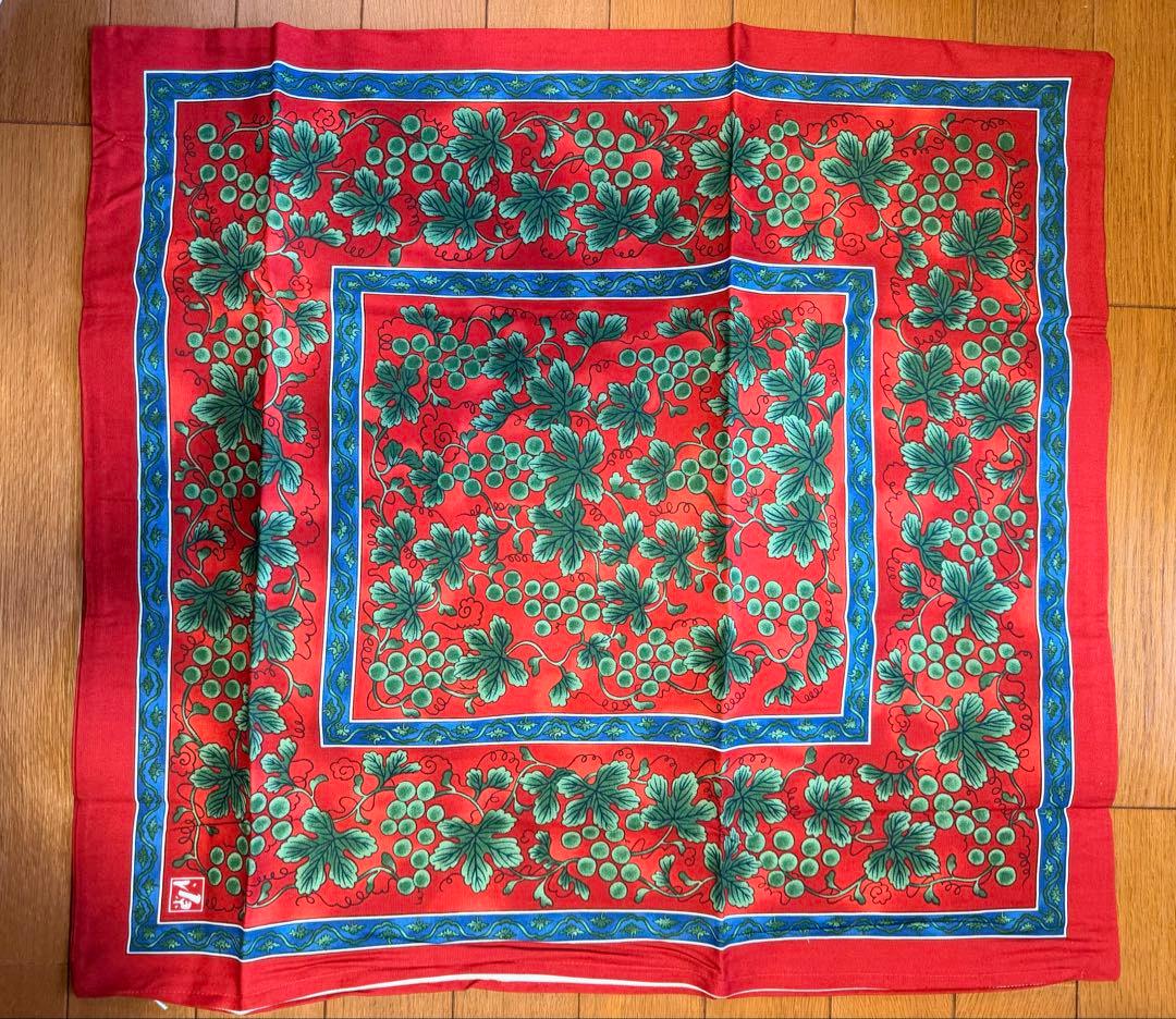 源右衛門窯 座布団カバー 赤青花柄 55×59cm 8枚