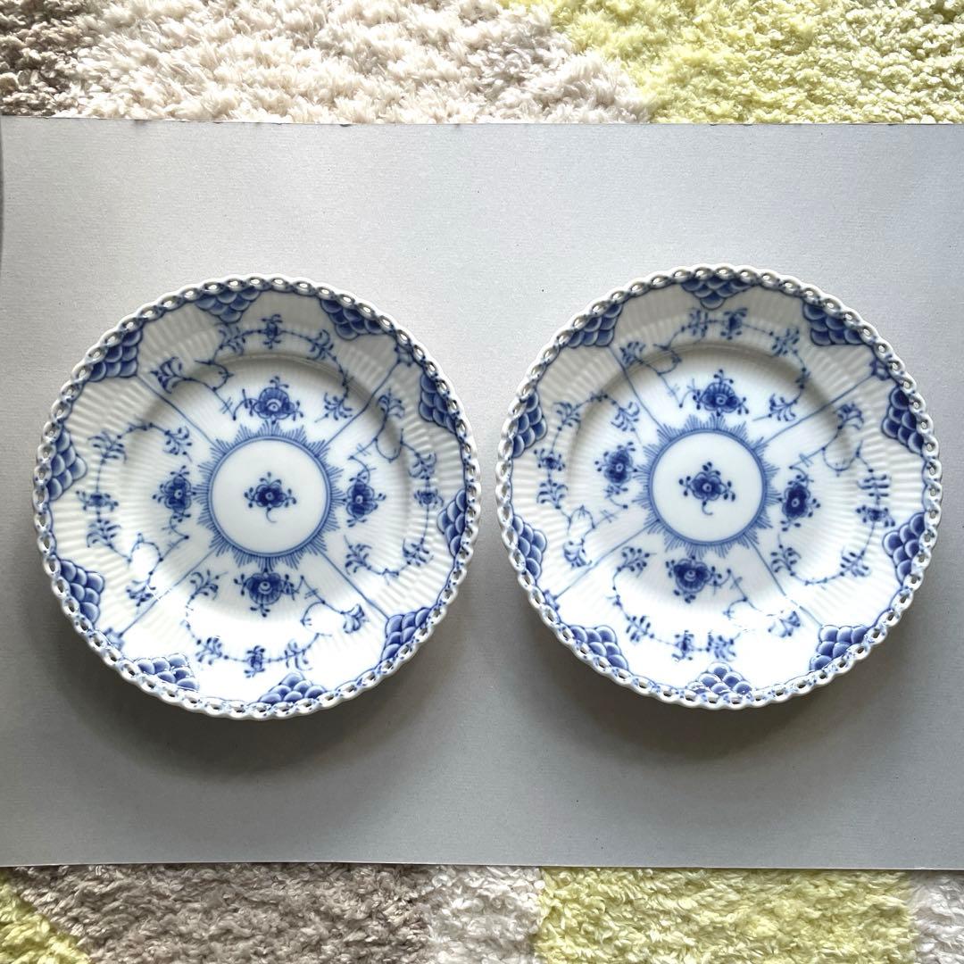 ロイヤルコペンハーゲン ブルーフルーテッド ハーフレース プレート 17cm