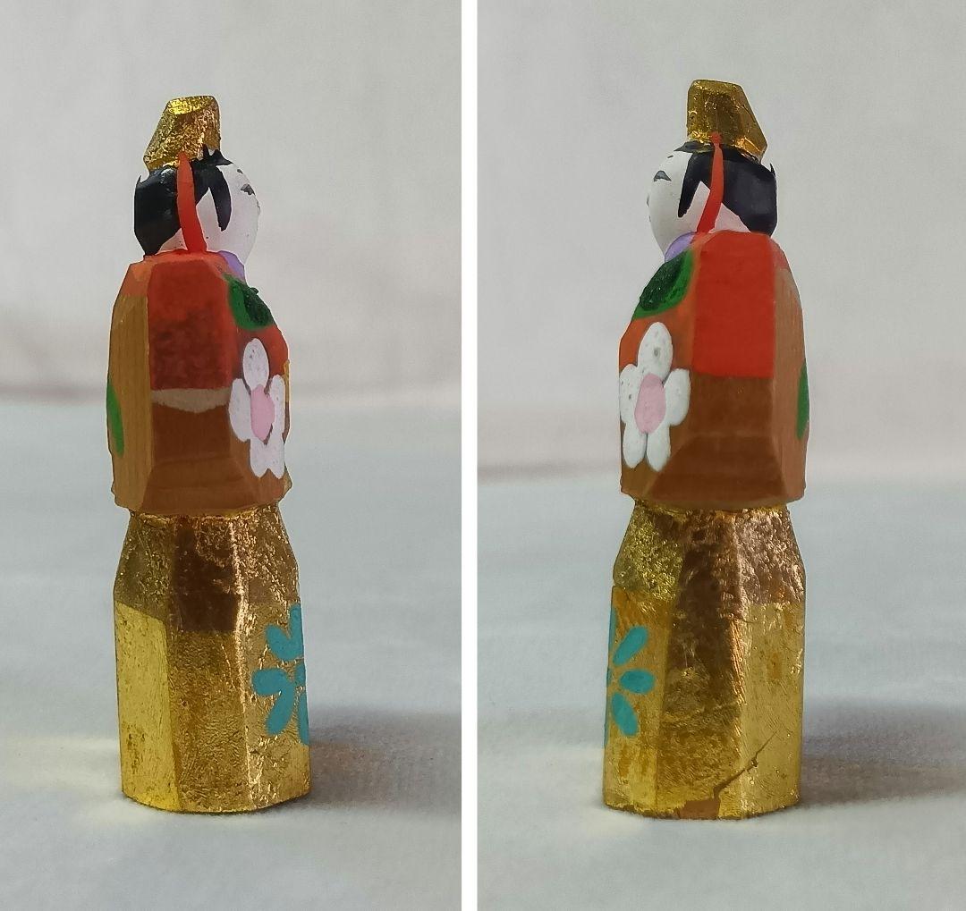 一刀彫　立雛　神泉　御雛　ひな人形　共箱　豆雛人形　ひなまつり　レトロ