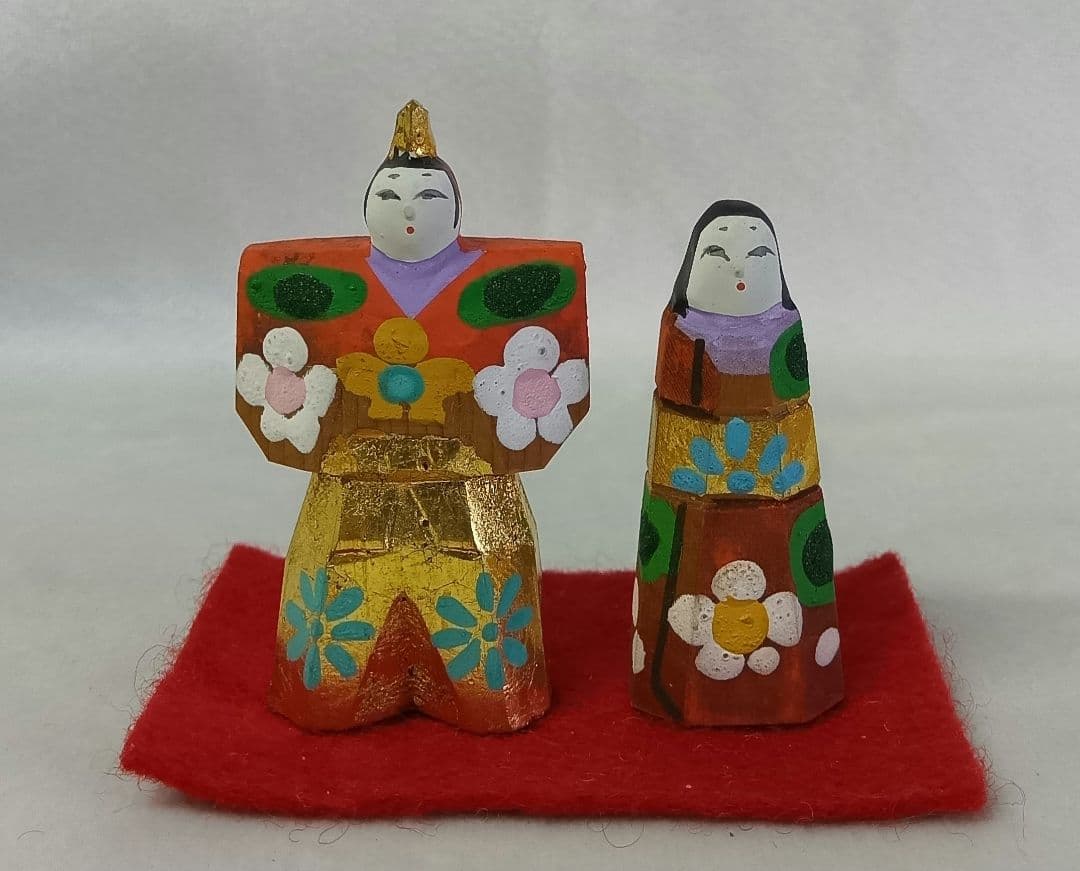 一刀彫　立雛　神泉　御雛　ひな人形　共箱　豆雛人形　ひなまつり　レトロ