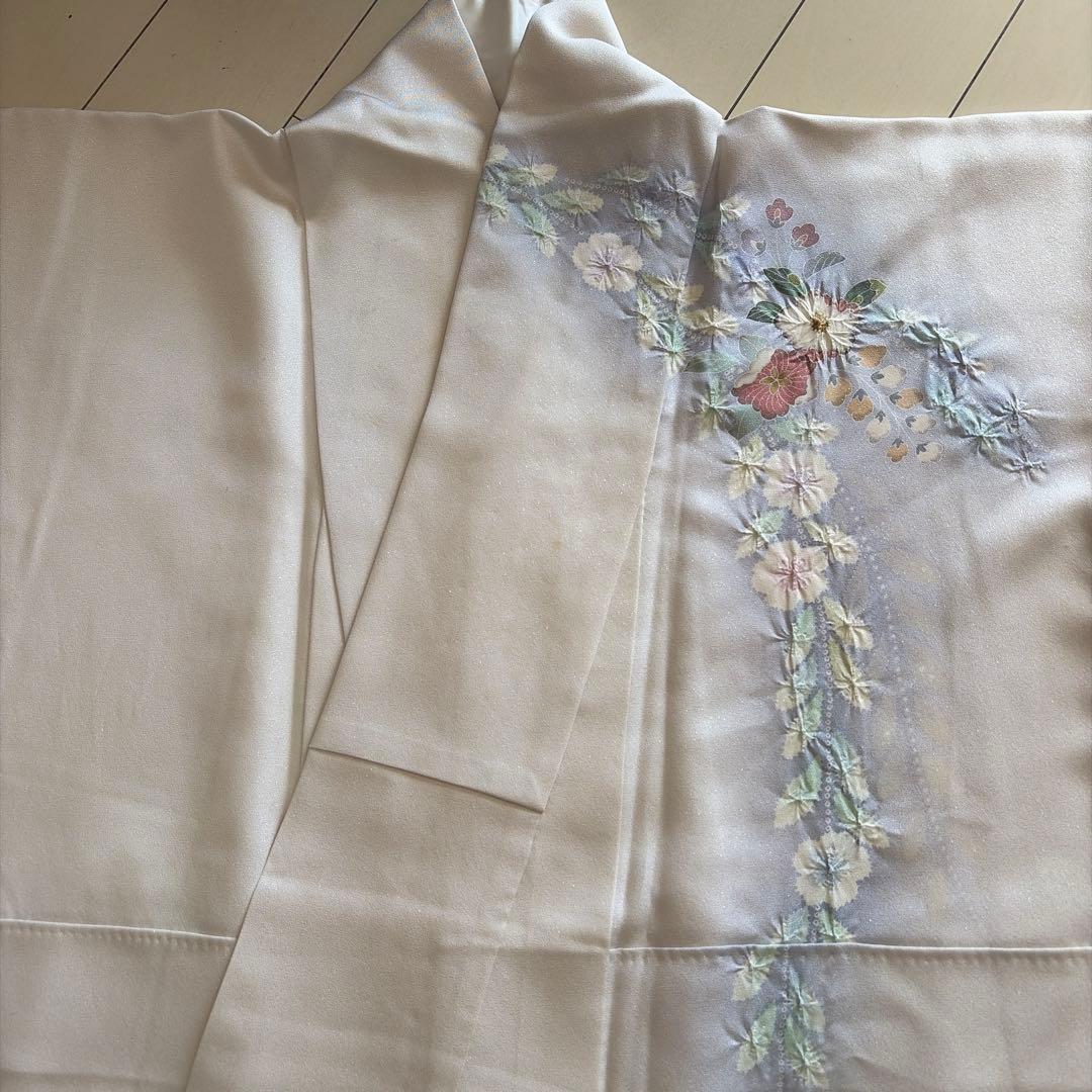 H*す様 ■E5752■正絹■グレイ　ラメ　辻が花絞り　袷　訪問着■丈162裄6