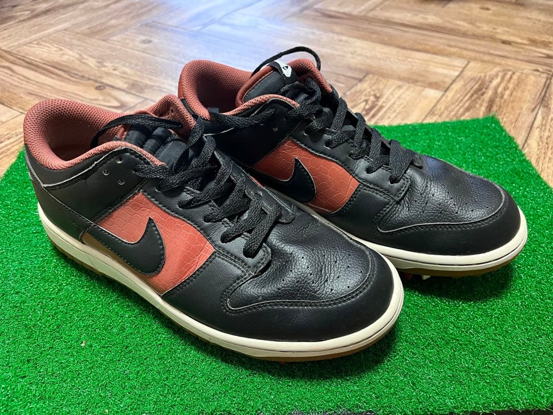 訳ありNike ダンク ゴルフシューズ 黒/茶 替え鋲付き