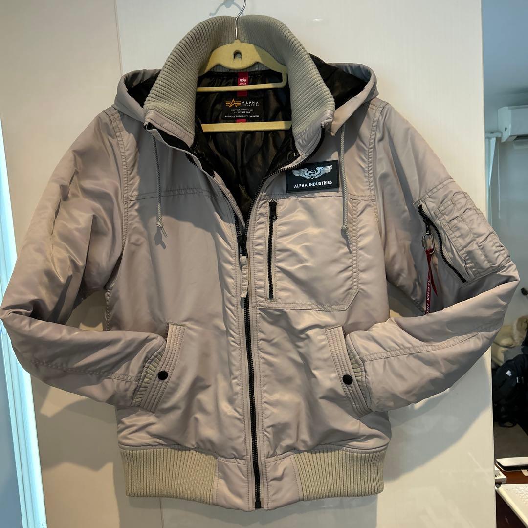 ALPHA INDUSTRIES MA-1ジャケット グレー フード付き