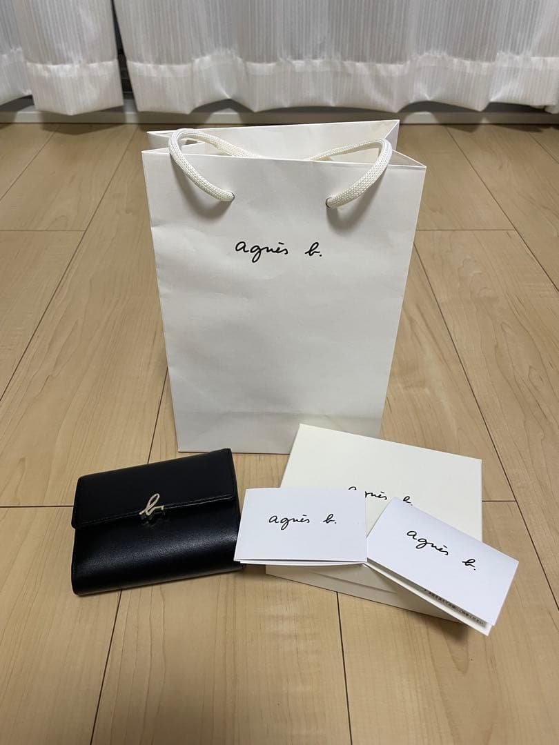agnès b. アニエスベー ミニウォレット 二つ折り財布 ブラック