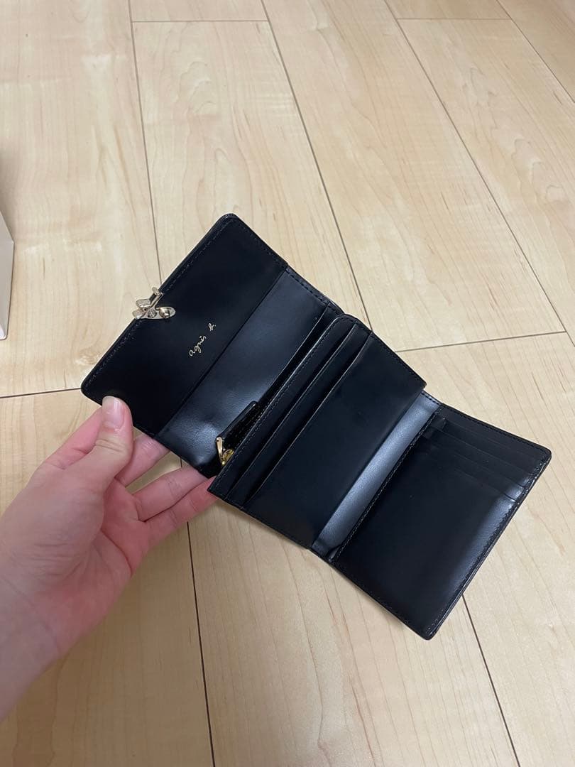 agnès b. アニエスベー ミニウォレット 二つ折り財布 ブラック
