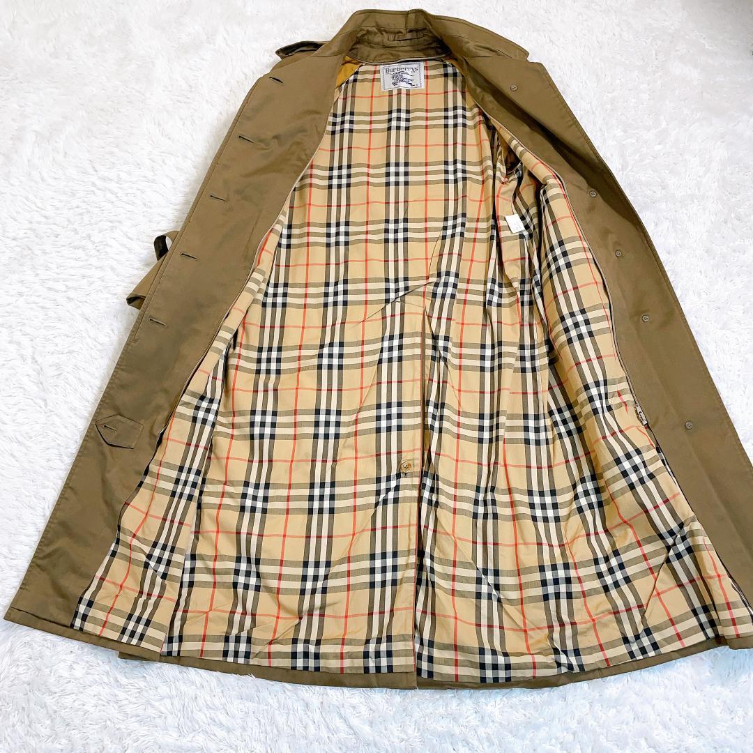 【美品】バーバリー ステンカラーコート ノバチェック マキシ丈 ライナーベルト付