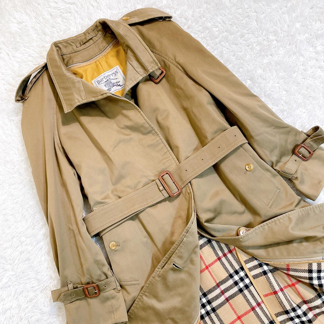 【美品】バーバリー ステンカラーコート ノバチェック マキシ丈 ライナーベルト付