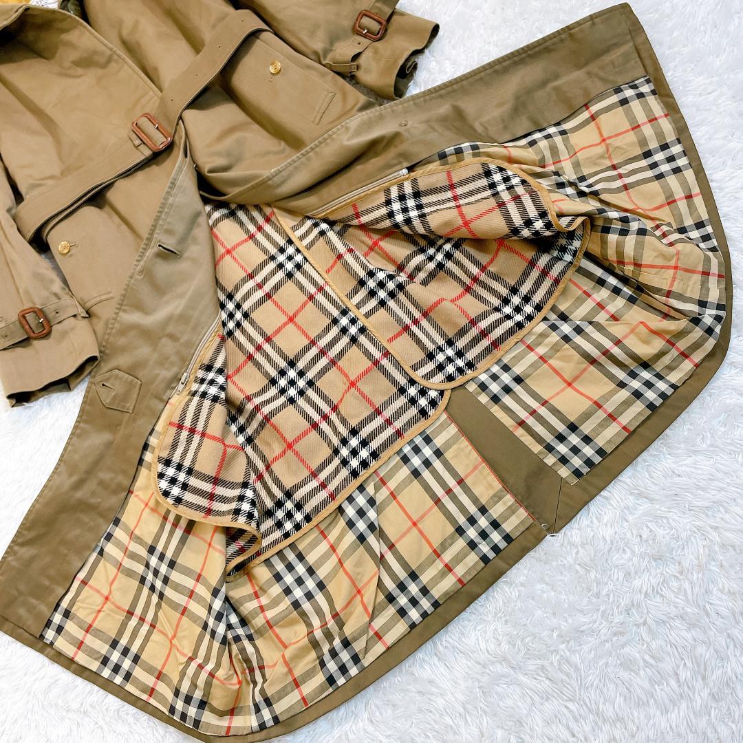 【美品】バーバリー ステンカラーコート ノバチェック マキシ丈 ライナーベルト付
