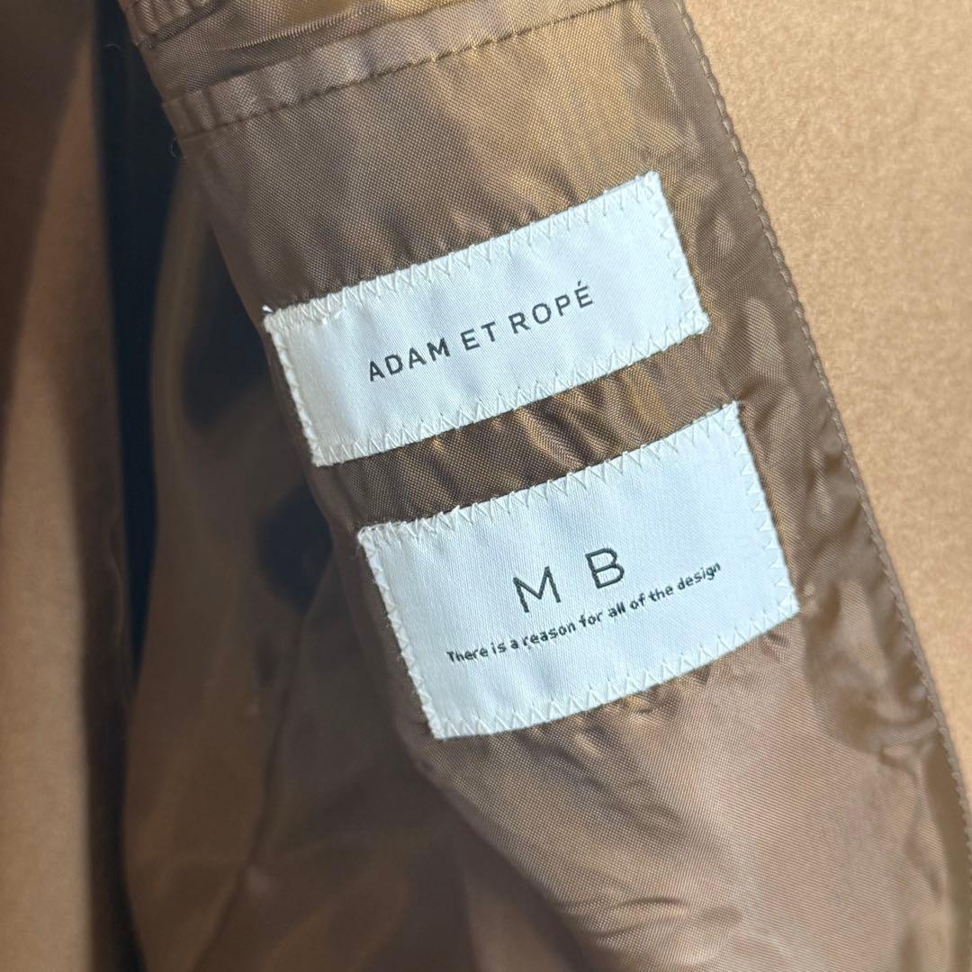 【新品】MB×ADAM ET ROPE ノーカラーウールコート キャメル L