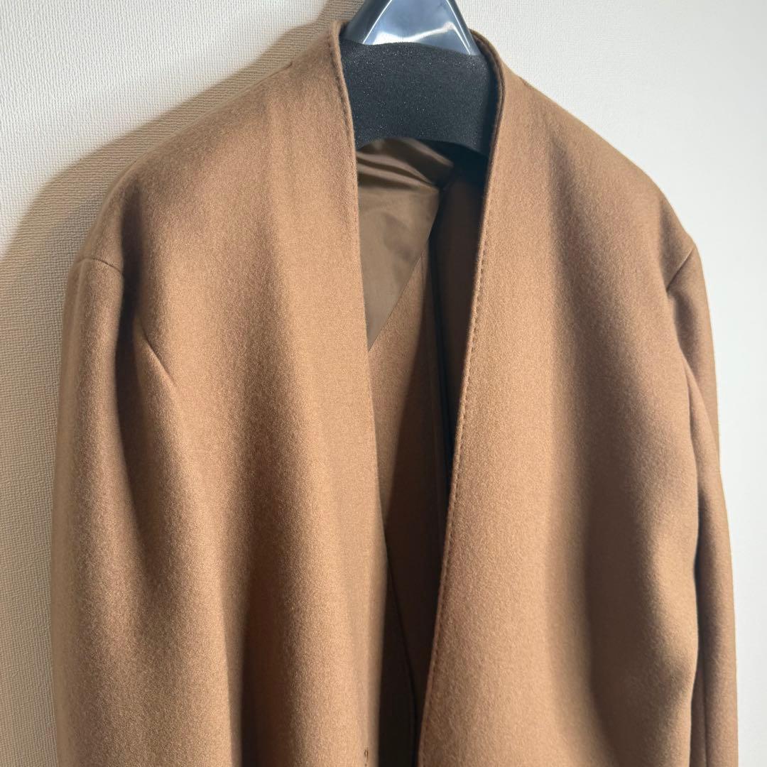 【新品】MB×ADAM ET ROPE ノーカラーウールコート キャメル L