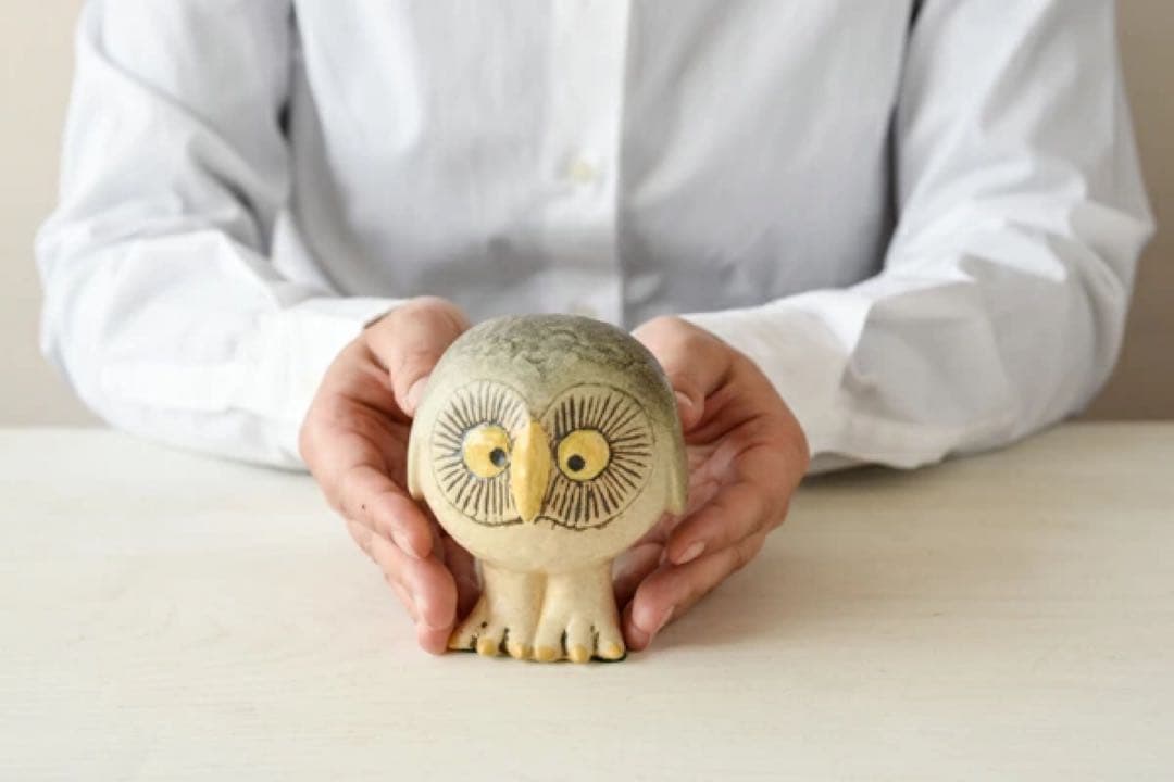 新品未使用 リサラーソン スウェーデンの森のグレーのふくろう 置物