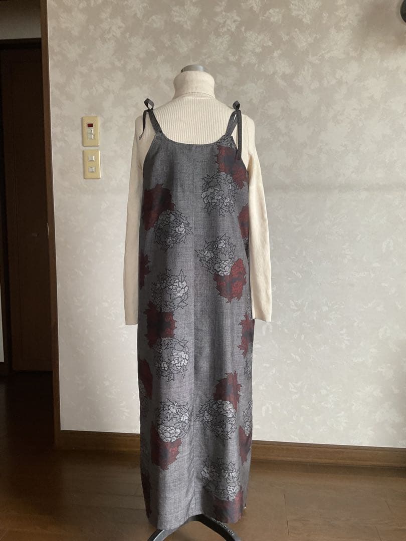 着物リメイクワンピース　　　　大島紬からジャンバードレス