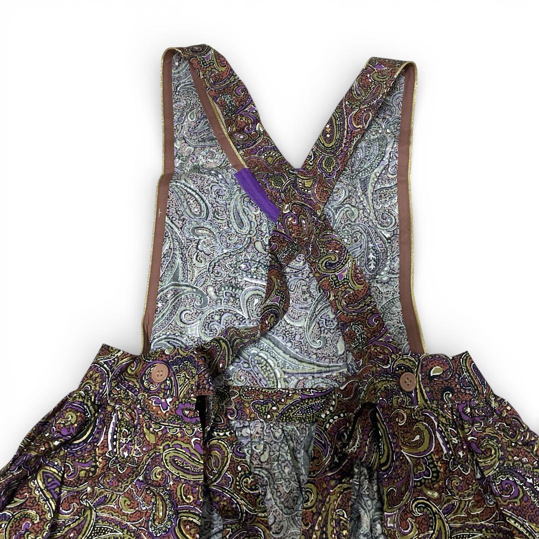 Yves Saint Laurent ペイズリー柄 エプロンワンピース綿100%