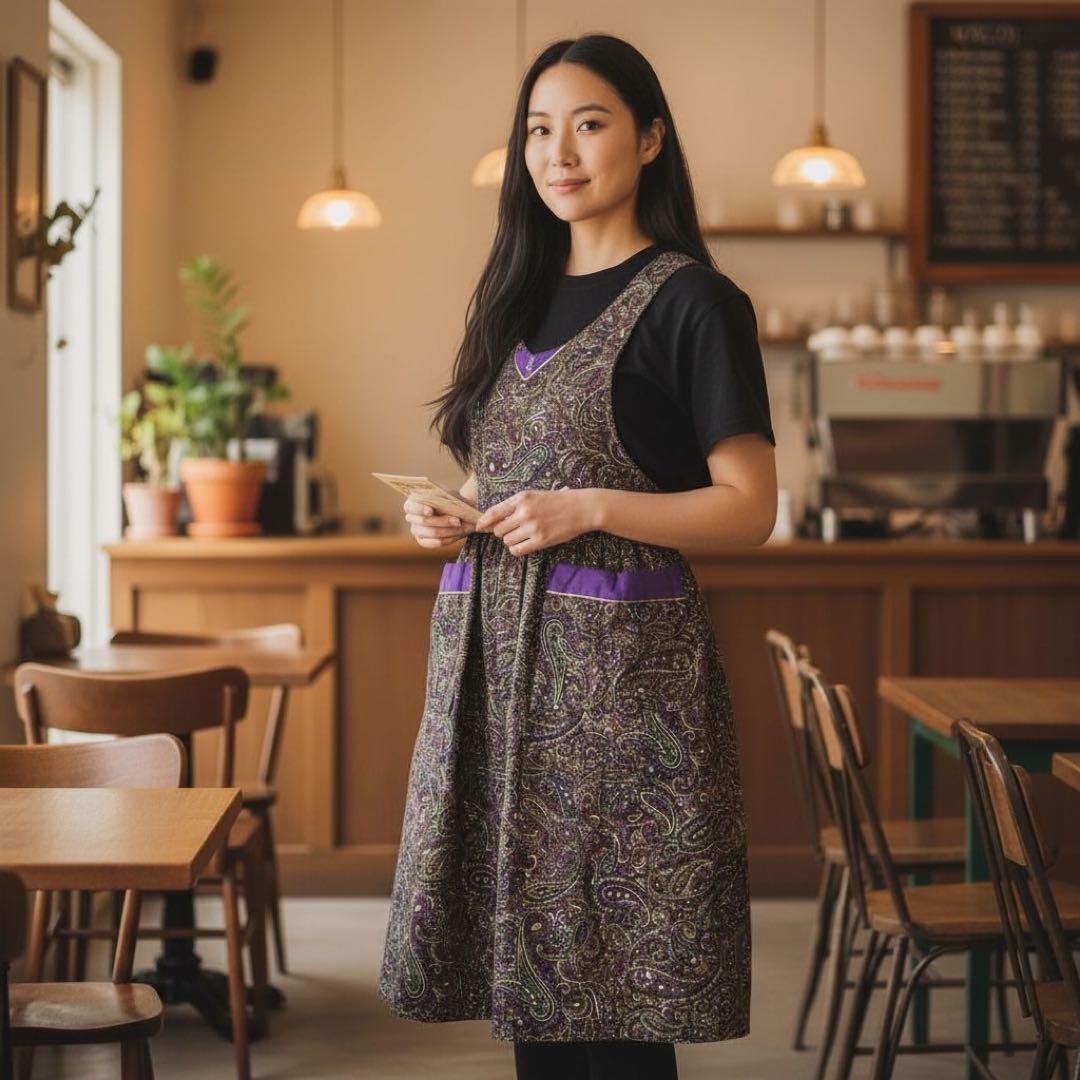 Yves Saint Laurent ペイズリー柄 エプロンワンピース綿100%