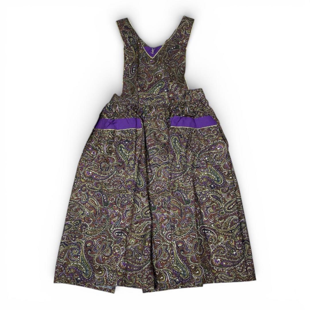 Yves Saint Laurent ペイズリー柄 エプロンワンピース綿100%