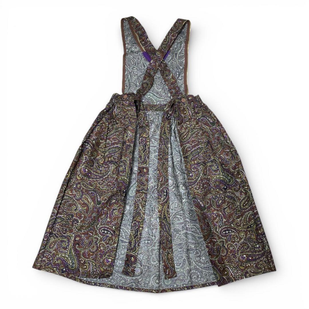 Yves Saint Laurent ペイズリー柄 エプロンワンピース綿100%