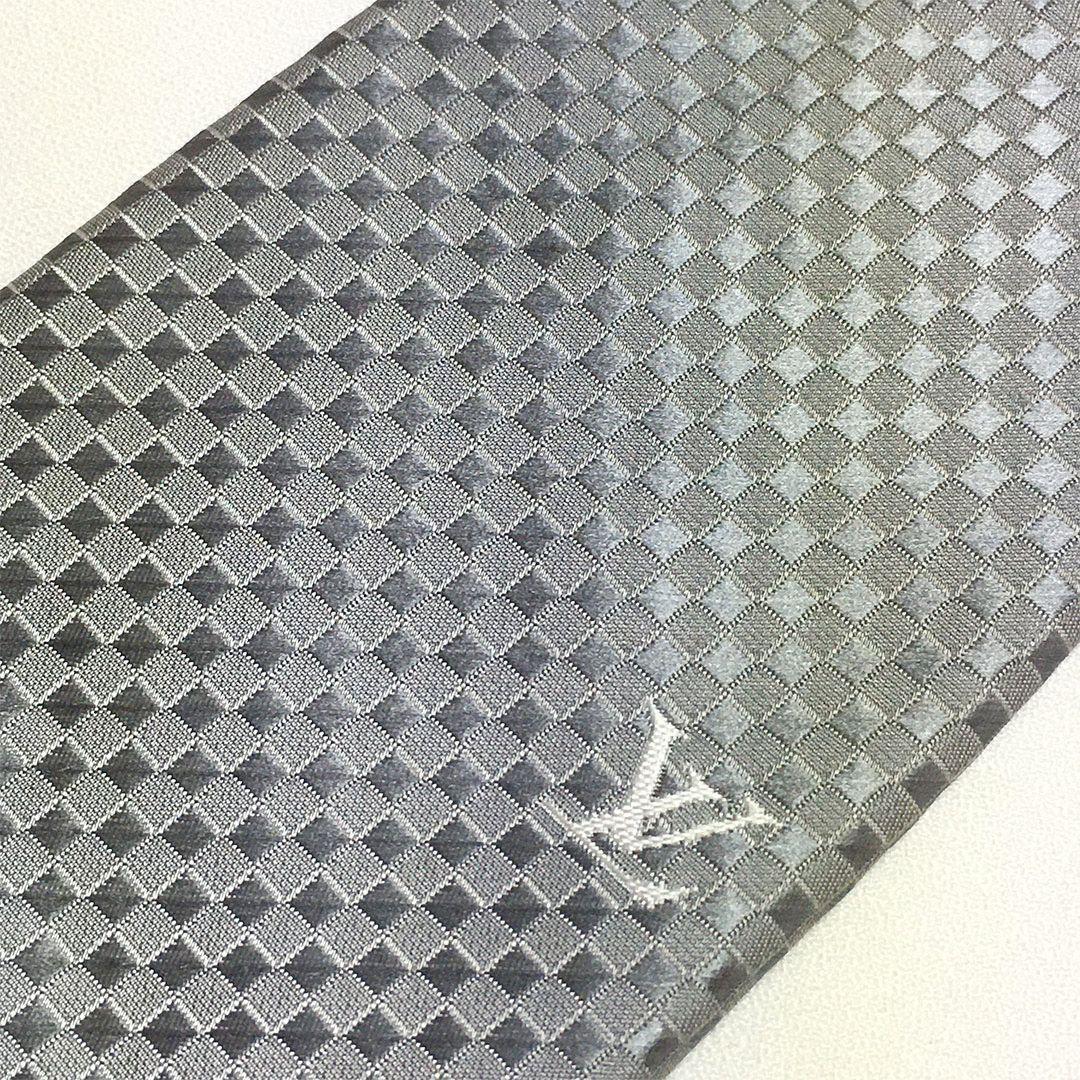 未使用級 ルイヴィトン Louis Vuitton ネクタイ グレー ダミエ